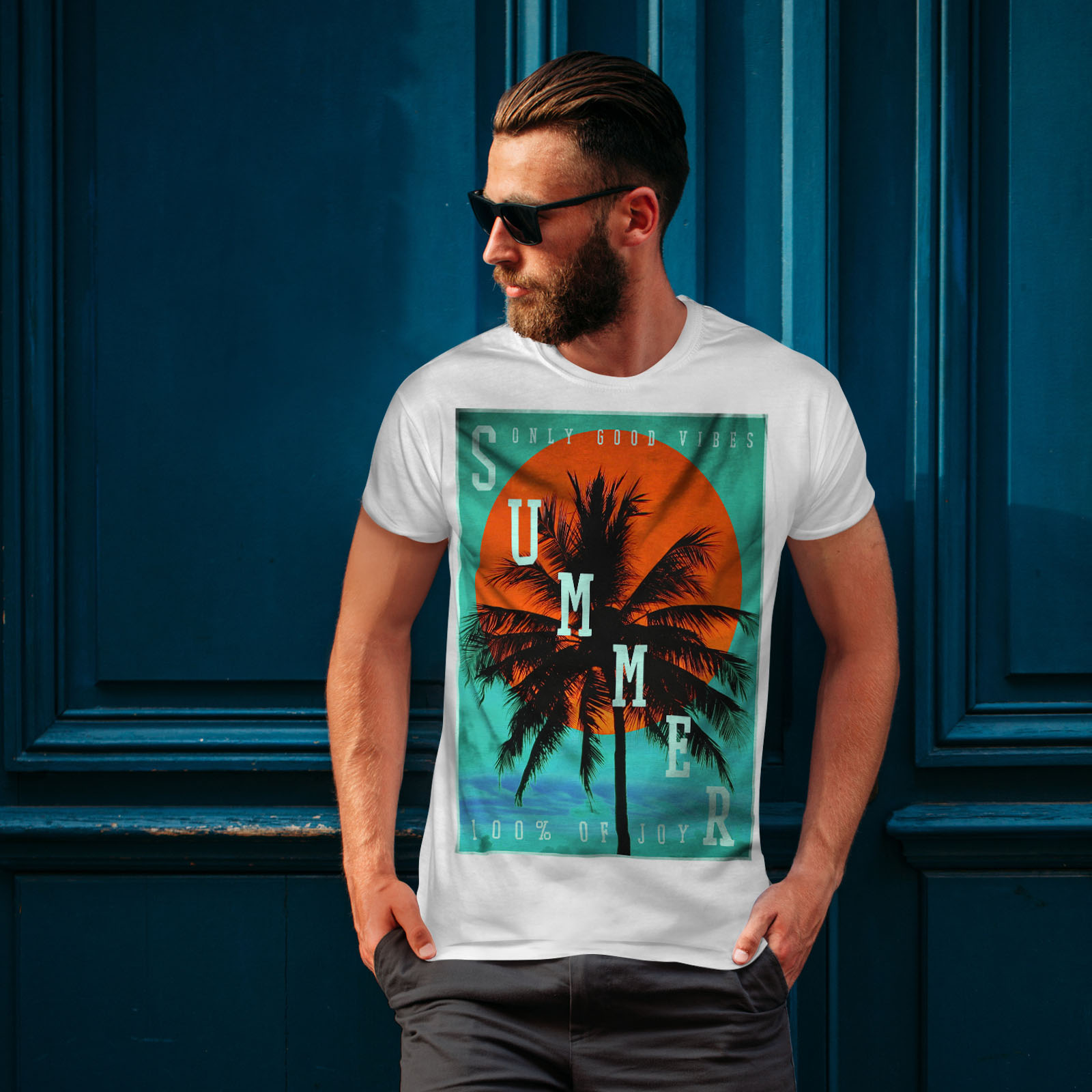 Wellcoda Summer Good Vibes Mens T-shirt, Good Graphic Design Printed ...
