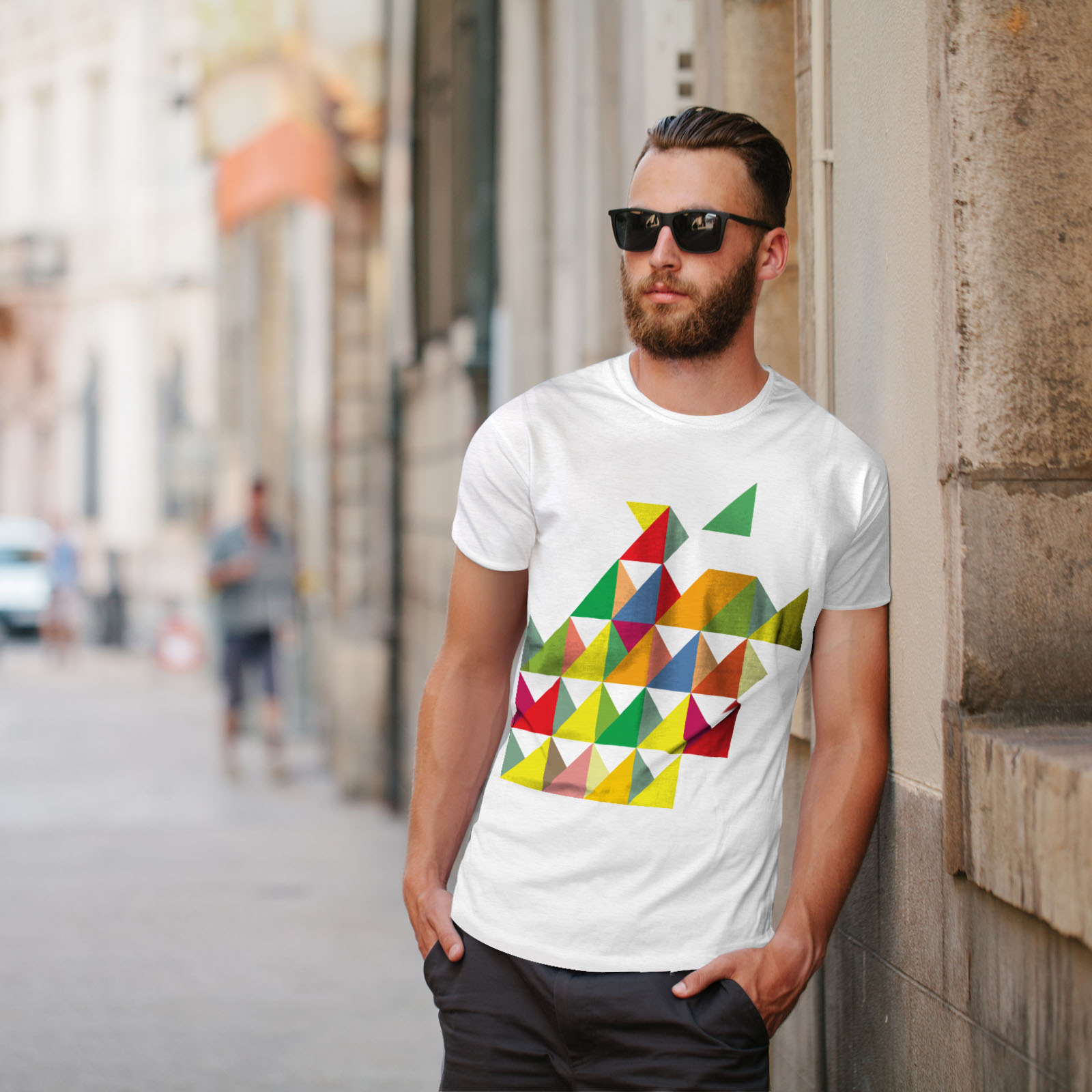Wellcoda Geometric Shape Mens T-shirt, Colorful Graphic Design Printed ...