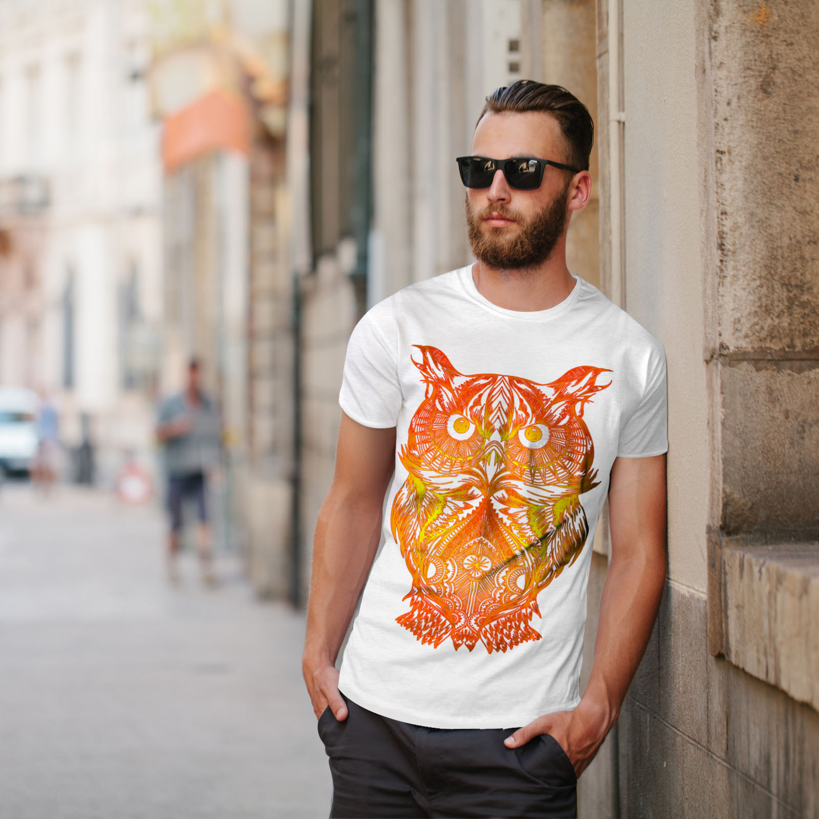 thumbnail 11  - Wellcoda Night Owl On Fire Mens T-shirt, Burning Graphic Design Printed Tee