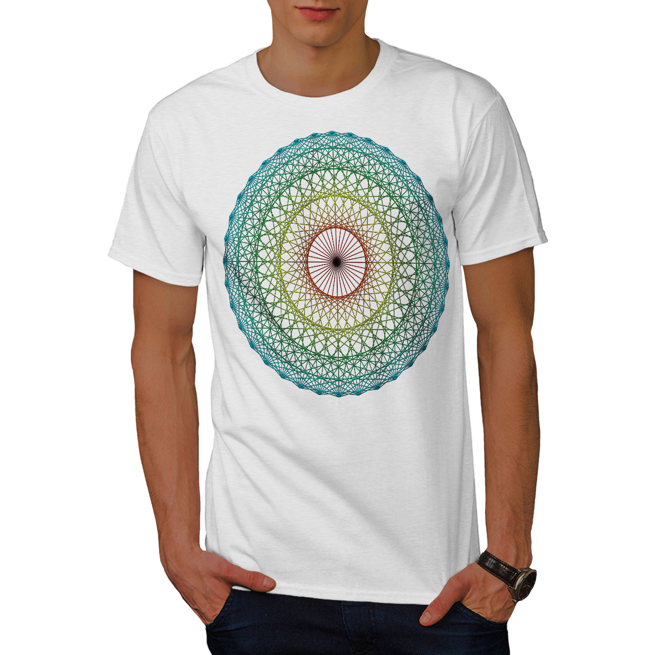 Wellcoda Circle Abstract Mens Tshirt, Graphic Graphic Design Printed