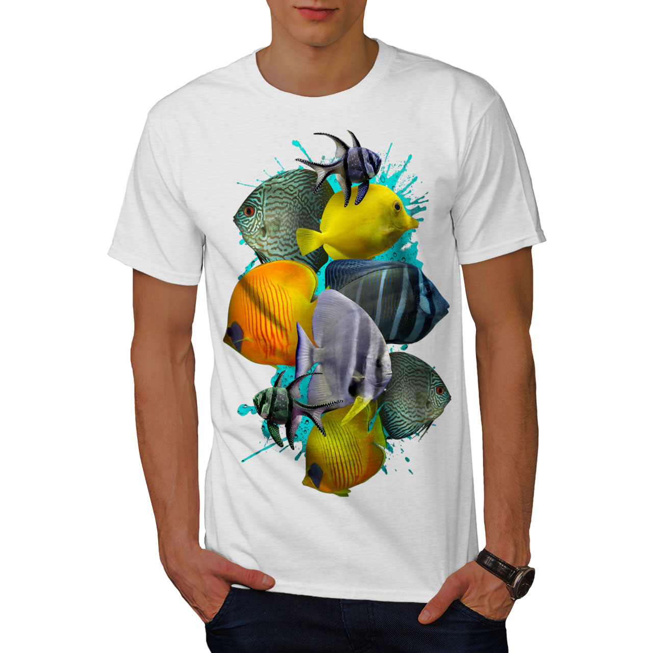 Wellcoda Ocean Fish Nature Mens T-shirt, Water Graphic Design Printed ...