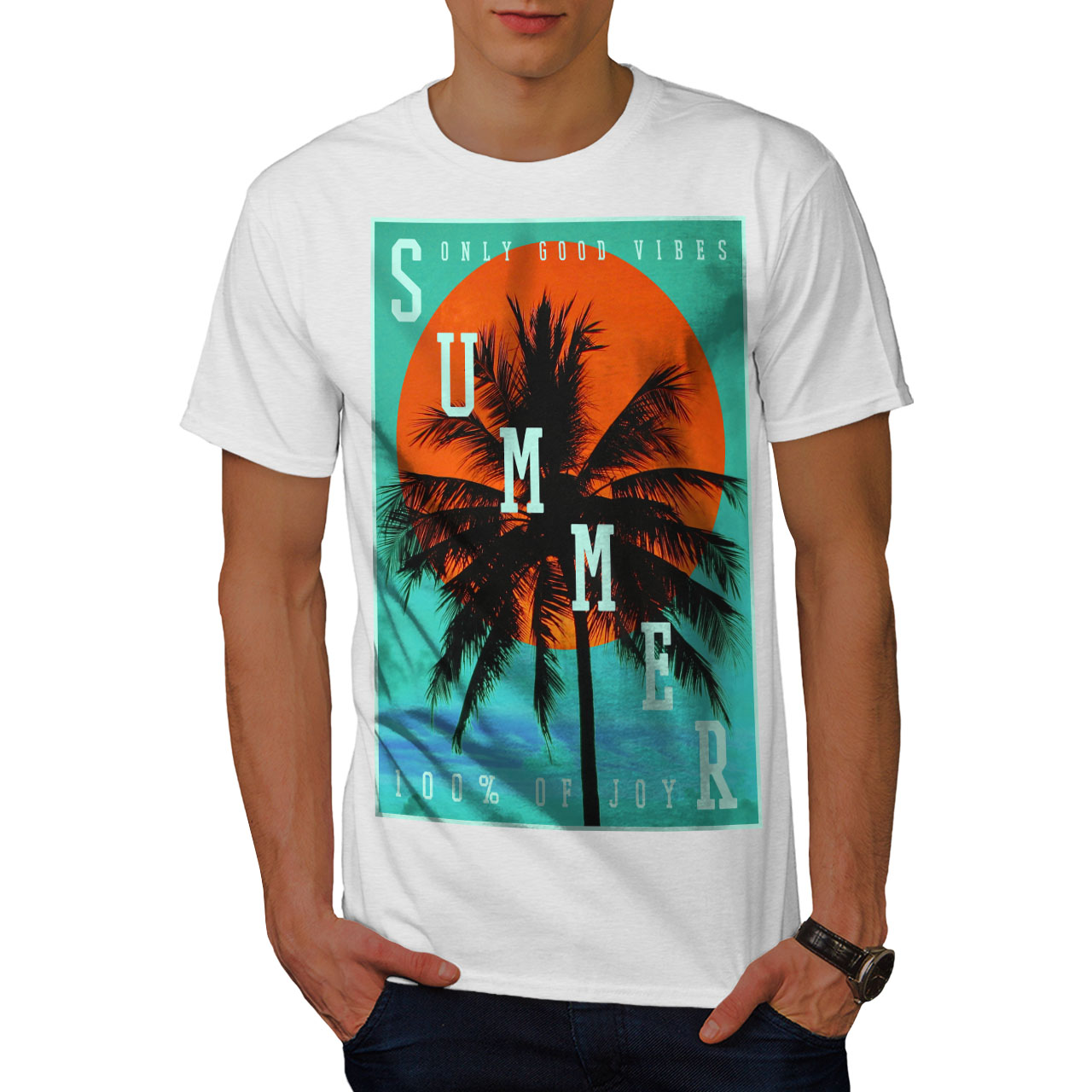 Wellcoda Summer Good Vibes Mens T-shirt, Good Graphic Design Printed ...