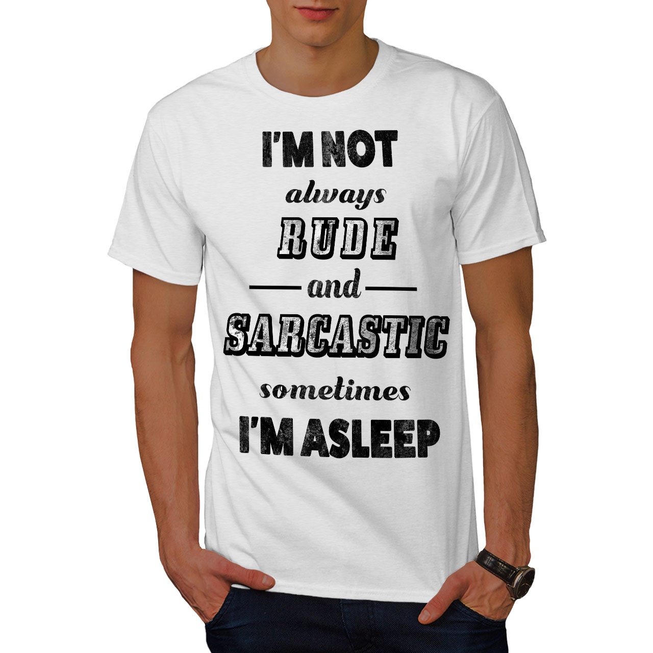 men slogan graphic tee