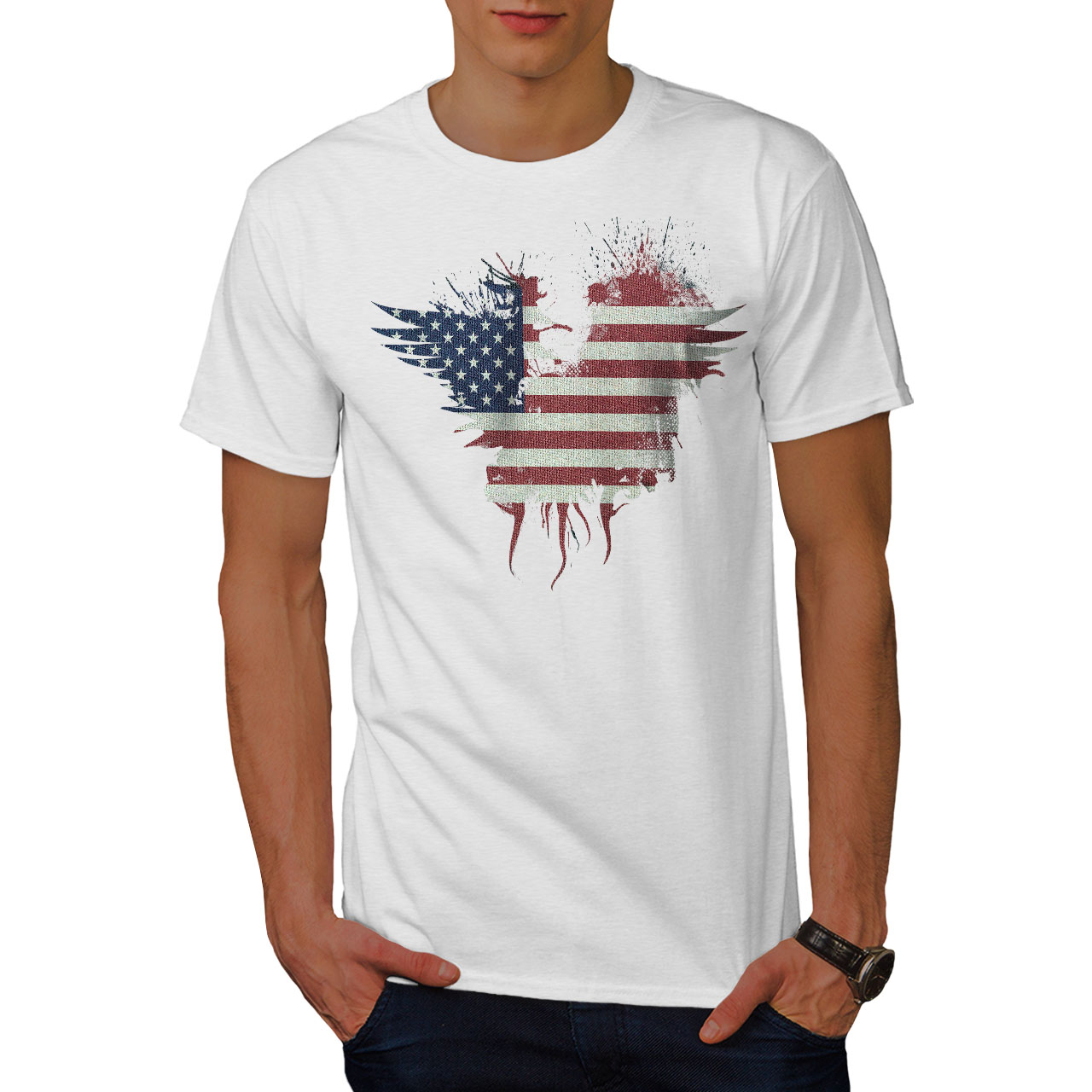 Wellcoda Flag Country American USA Mens T-shirt, USA Graphic Design ...