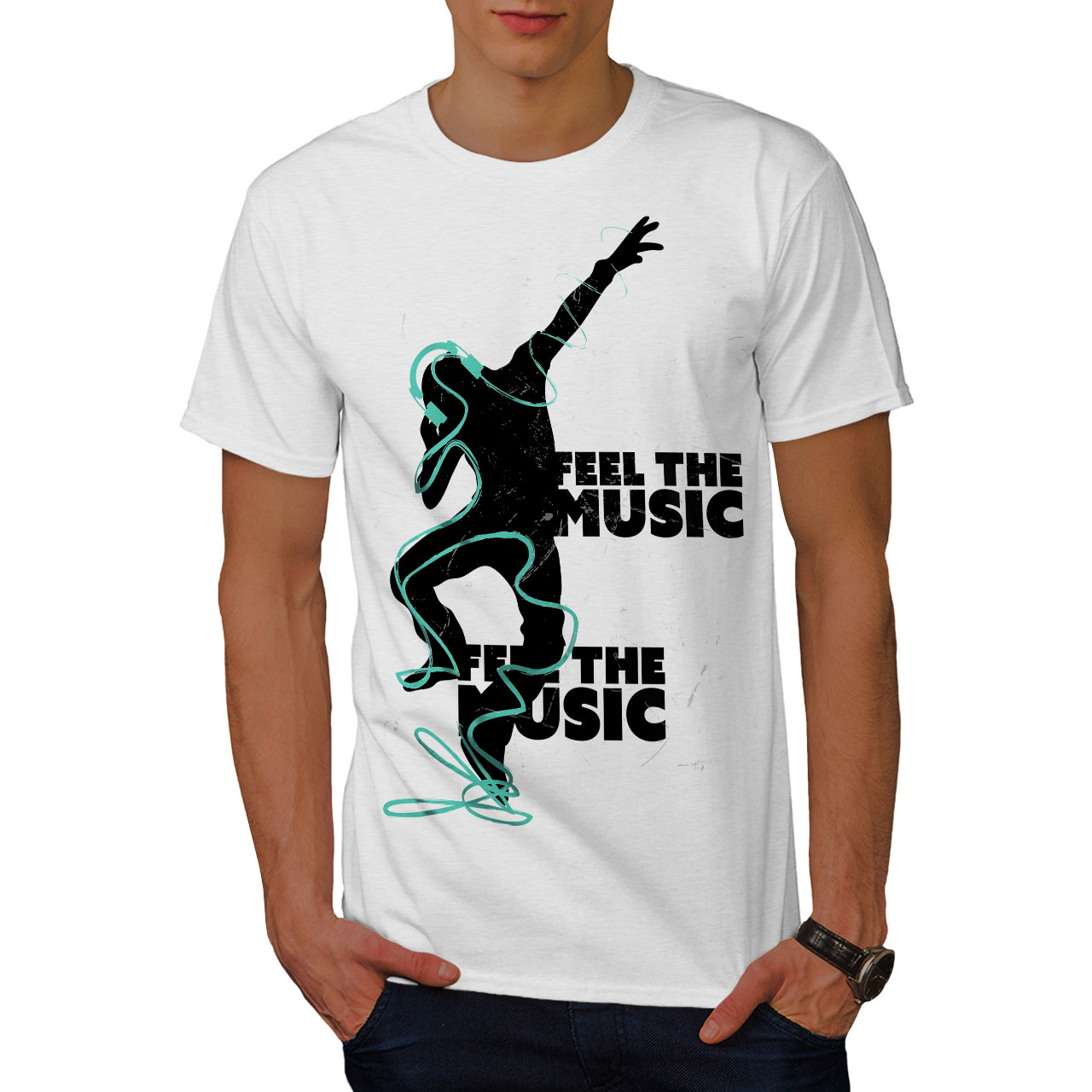 Wellcoda Club Dj Song Dance Mens T-shirt, Headphone Graphic Design ...