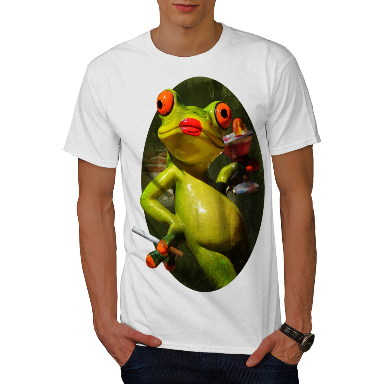 Wellcoda Gangster Frog Cool Mens T-shirt, Funny Graphic Design Printed ...