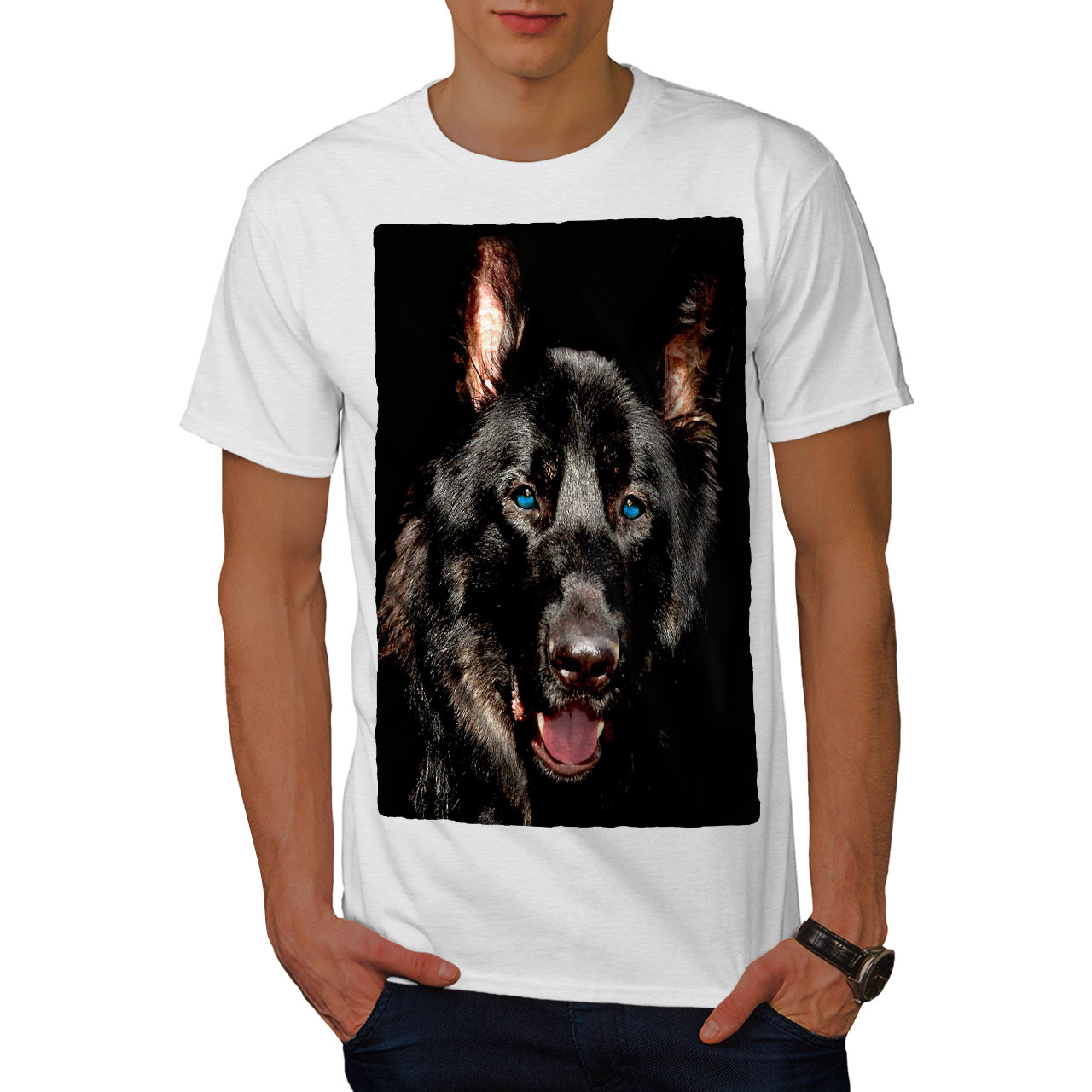 Wellcoda Animal Design Wellcoda Mens T-shirt Canine Graphic Design Printed Tee 