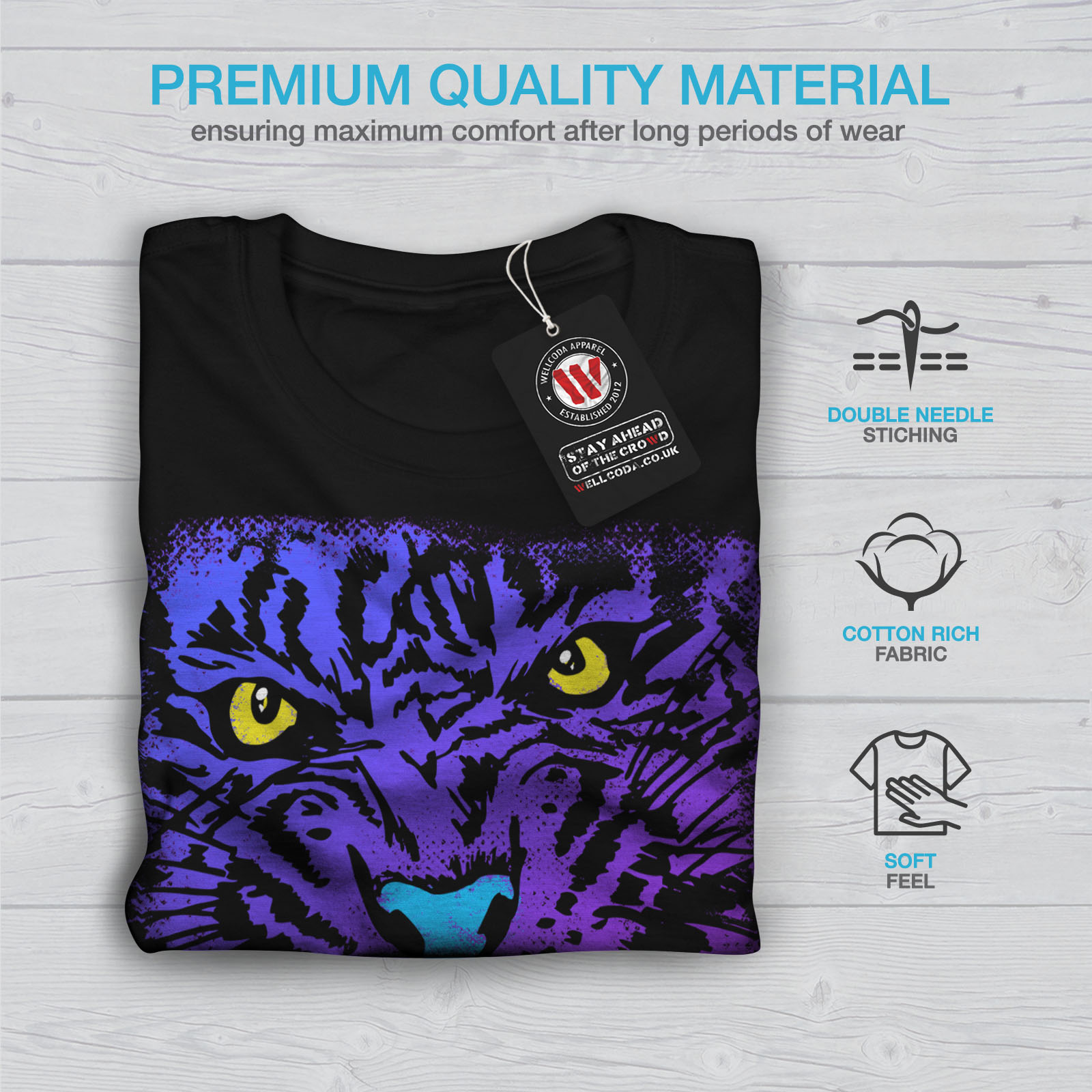Tiger Beast Purple Animal Men Long Sleeve T-shirt NEWWellcoda