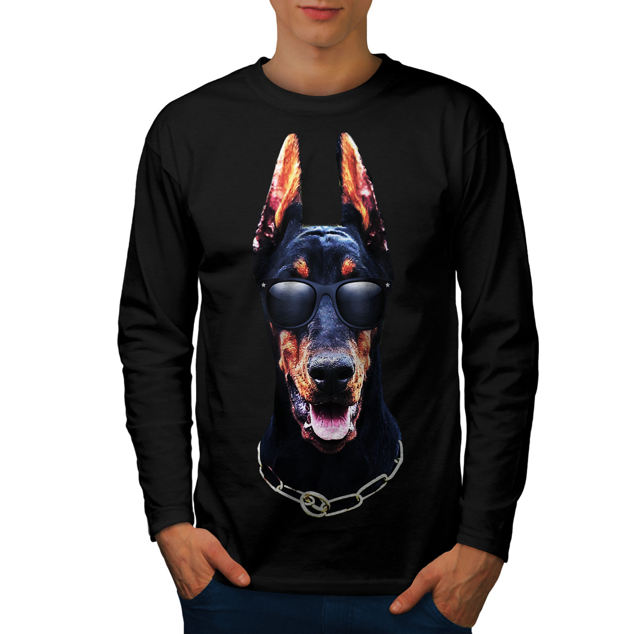 Cool Dog Doberman Animal Men Long Sleeve T-shirt NEWWellcoda