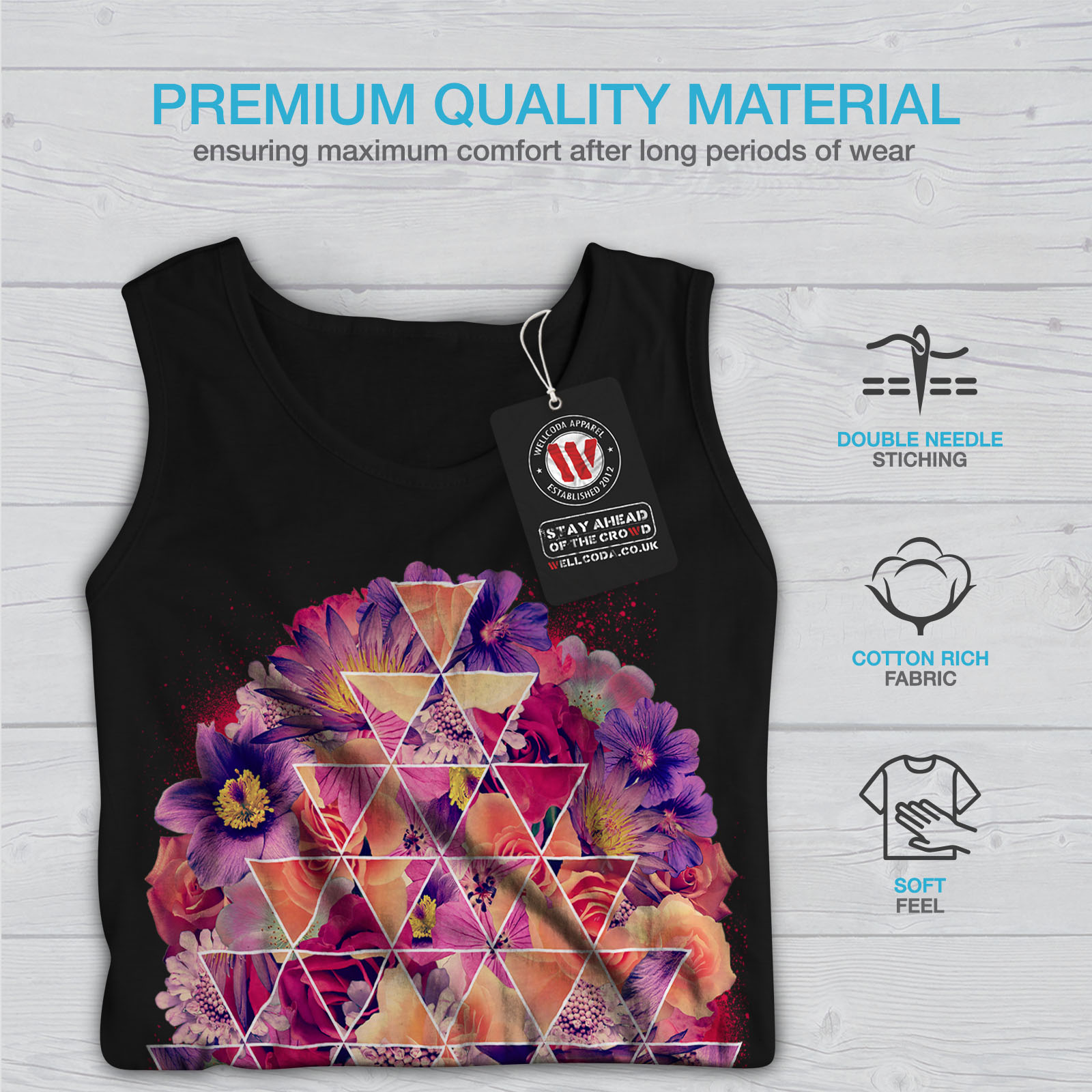 wellcoda Dreieck Blume Männer Tank Top Muster Aktives Sport-Shirt wellcoda Dreieck Blume Männer Tank Top Muster Aktives Sport-Shirt