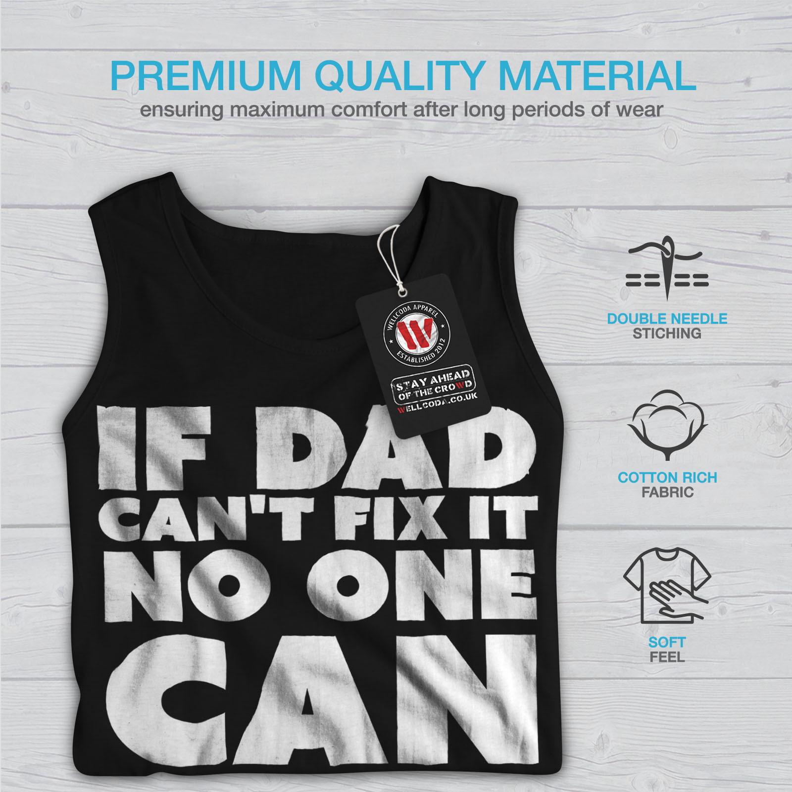 Wellcoda If dad can't fix it Mens Tank Top Nobody Active Sports Shirt