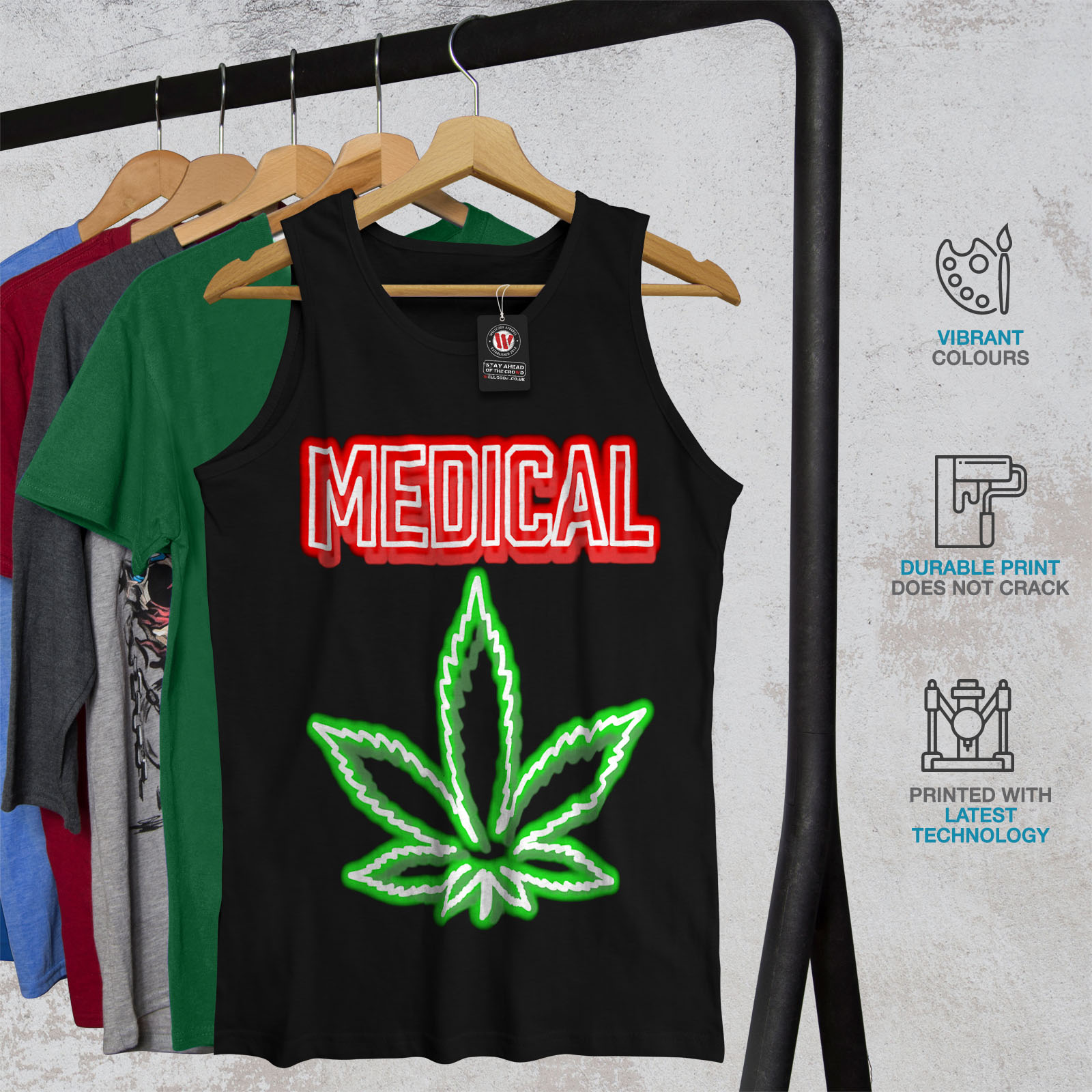 Wellcoda Toasted Day Weed Rasta Mens Tank Top Weed Fit Lifestyle Sports Shirt