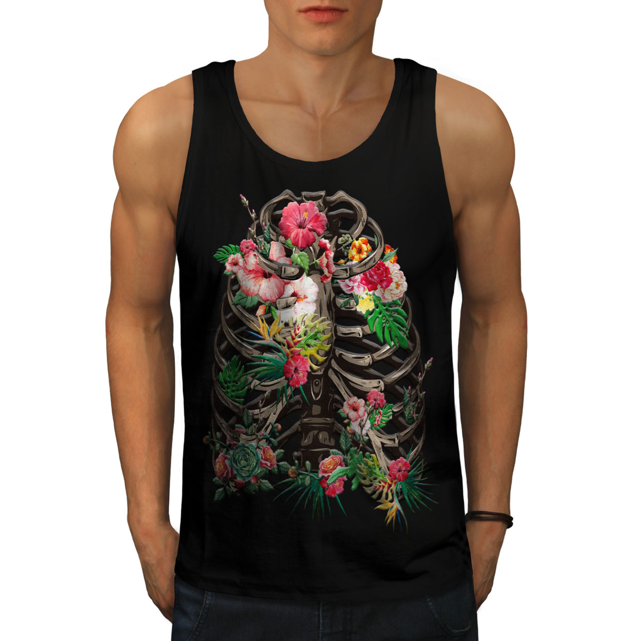 wellcoda Dreieck Blume Männer Tank Top Muster Aktives Sport-Shirt wellcoda Dreieck Blume Männer Tank Top Muster Aktives Sport-Shirt