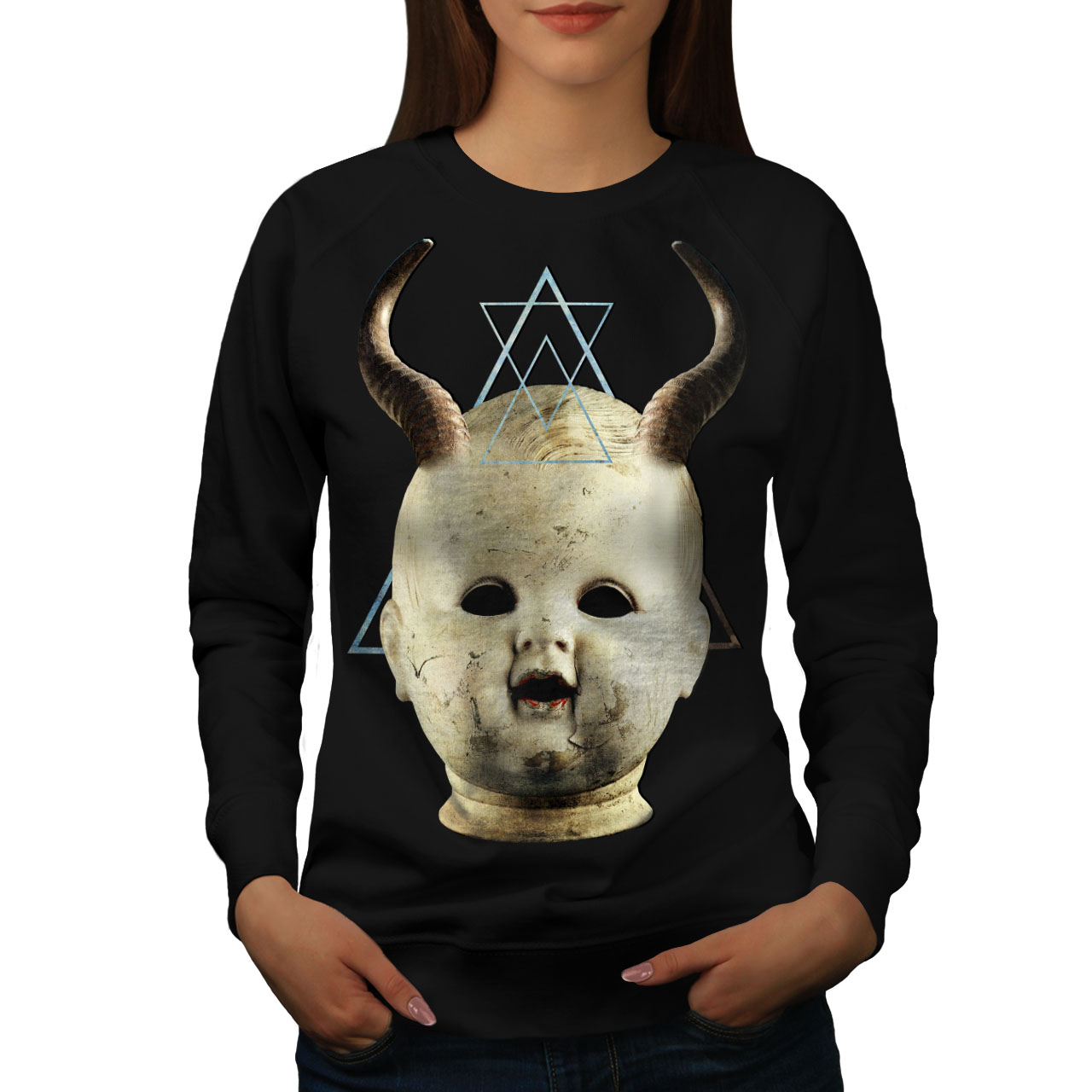 Dark Casual Pullover Jumper Wellcoda Devil Goth Satan Horror Womens Sweatshirt