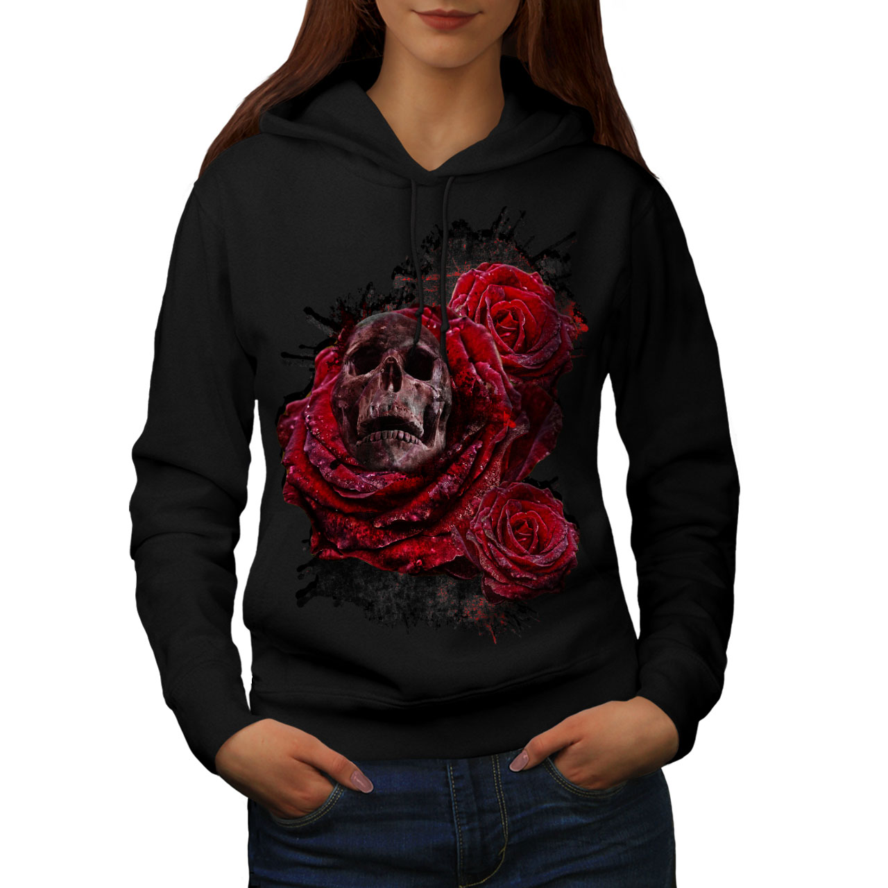 Wellcoda Rose Flower Metal Mens Hoodie Concert Casual Hooded Sweatshirt 