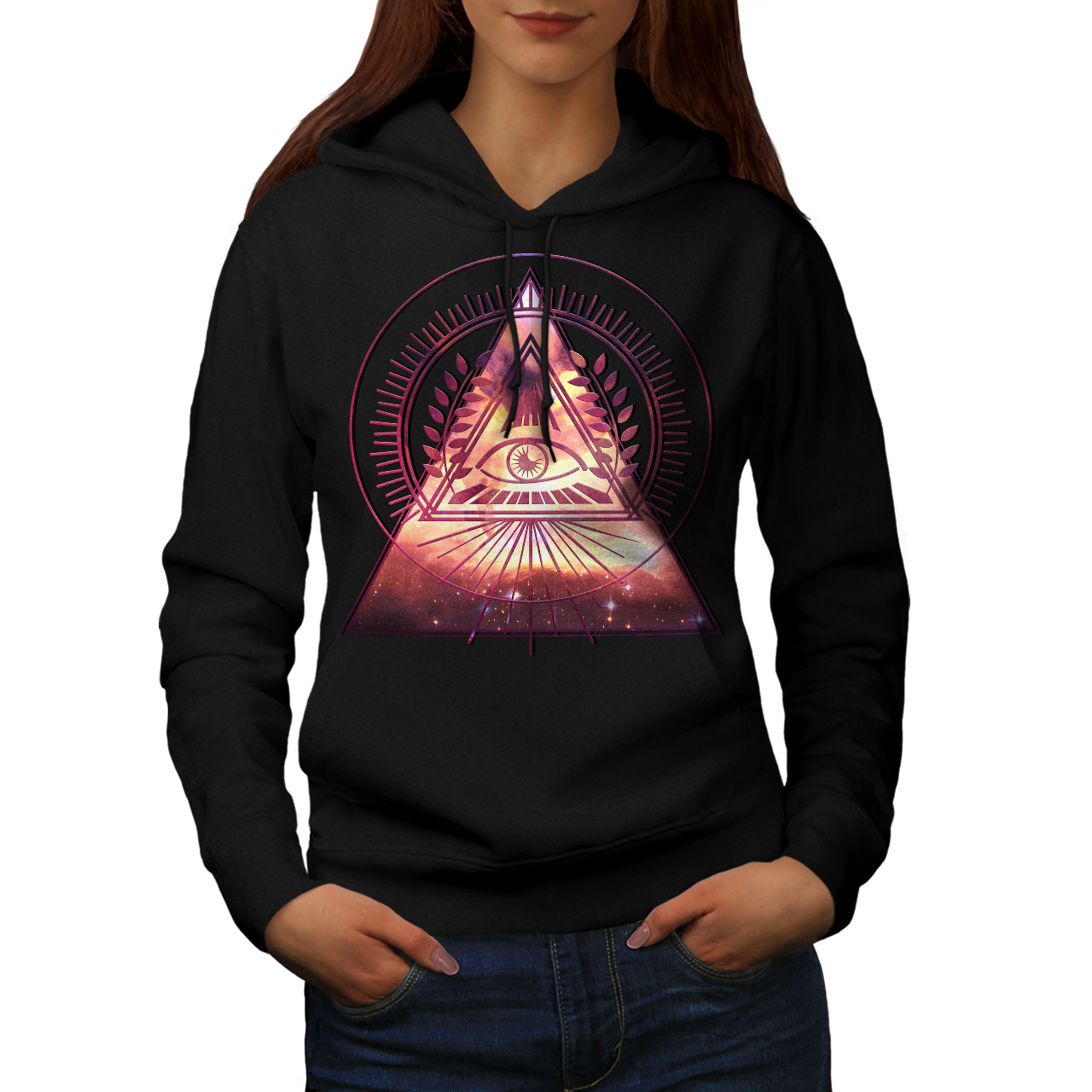 Details about  / Wellcoda Triangle Universe Mens Hoodie Galaxy Casual Hooded Sweatshirt
