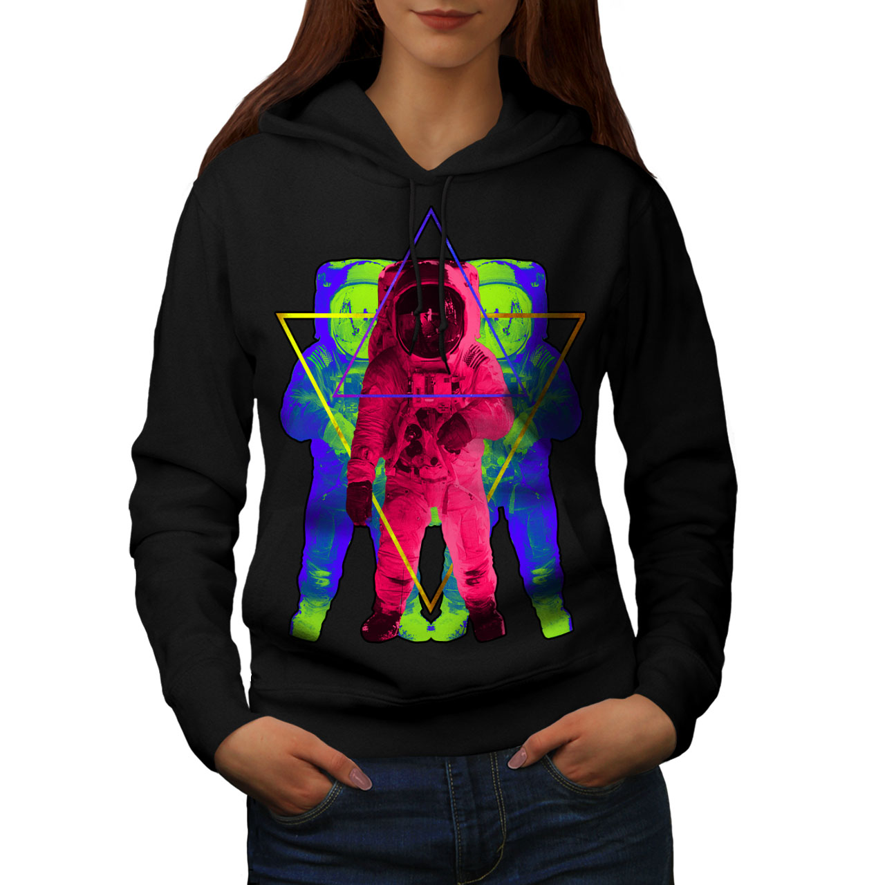 Wellcoda Psychedelic Astronaut Womens Hoodie, Star Casual Hooded ...
