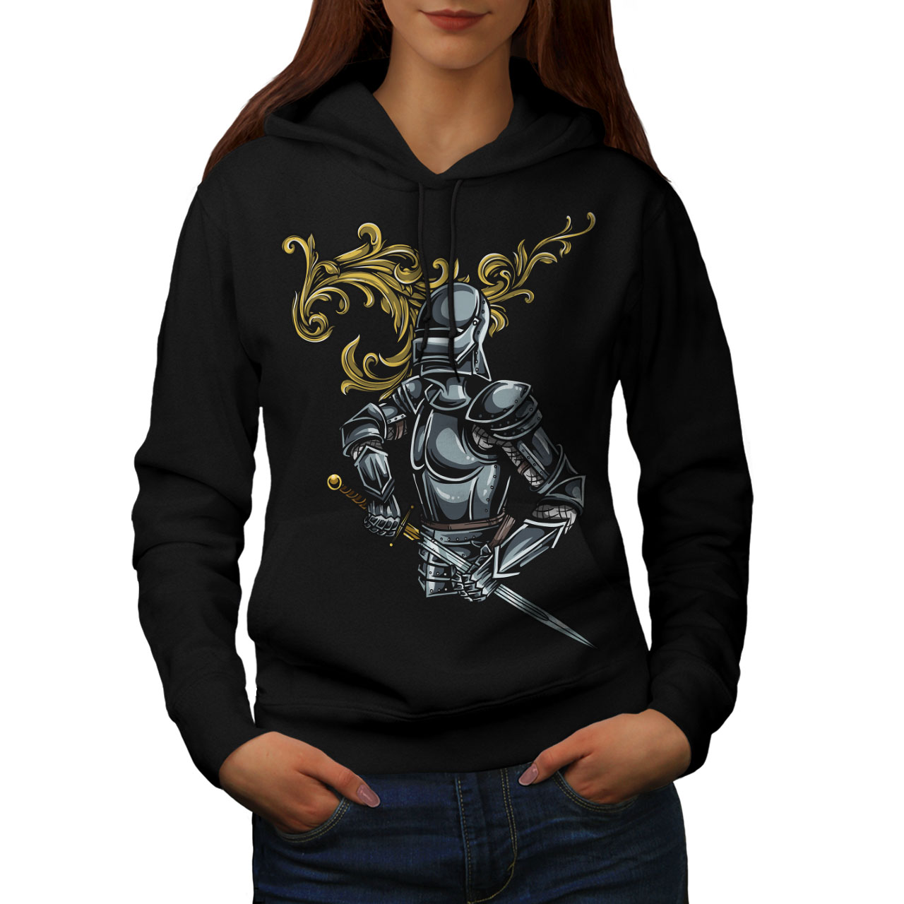 Suit Hooded Sweatshirt wellcoda Knight Stylish Fashion Womens Hoodie Suit Hooded Sweatshirt wellcoda Knight Stylish Fashion Womens Hoodie