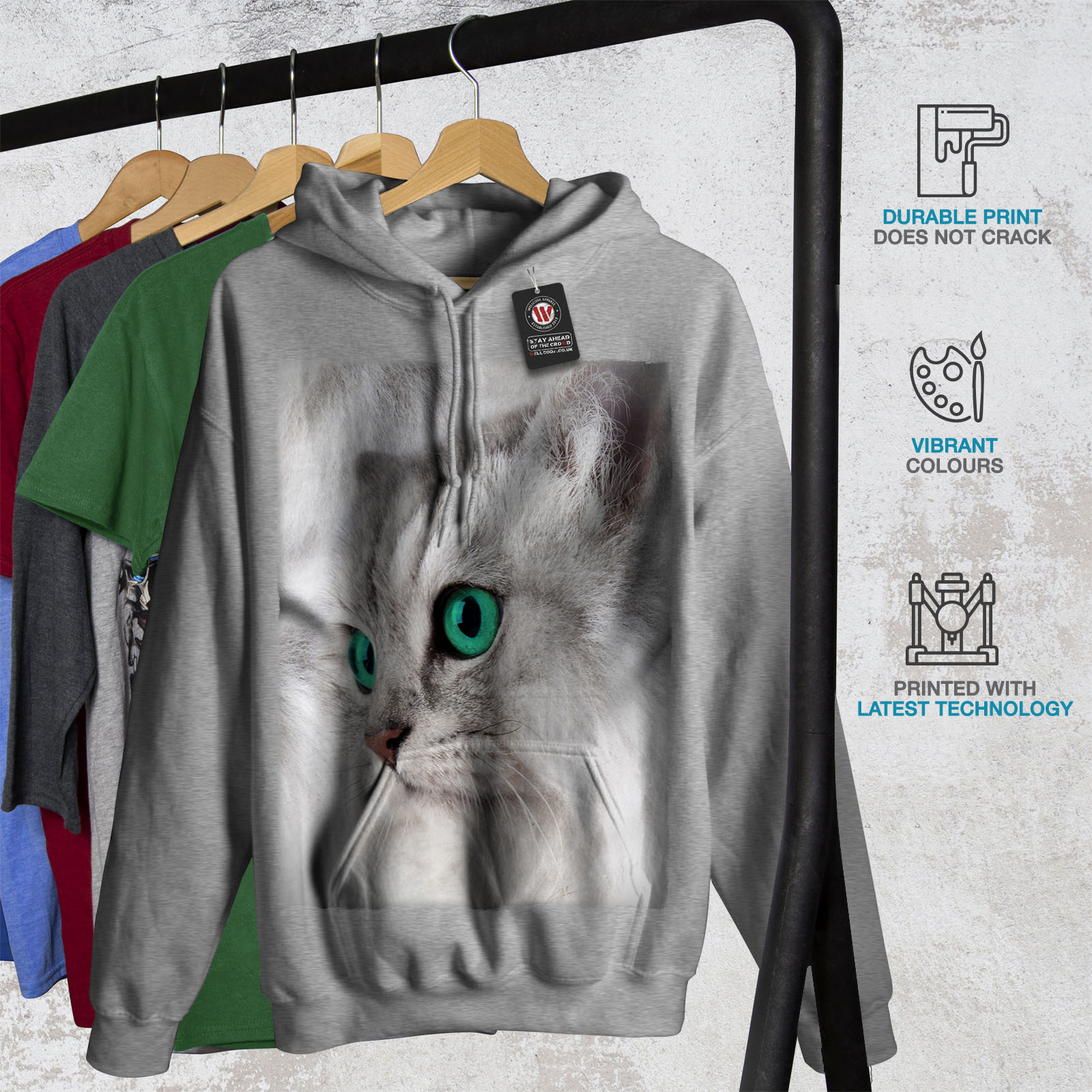 Wellcoda Pet Cute Kitten Furry Cat Womens Hoodie, Cat Casual Hooded