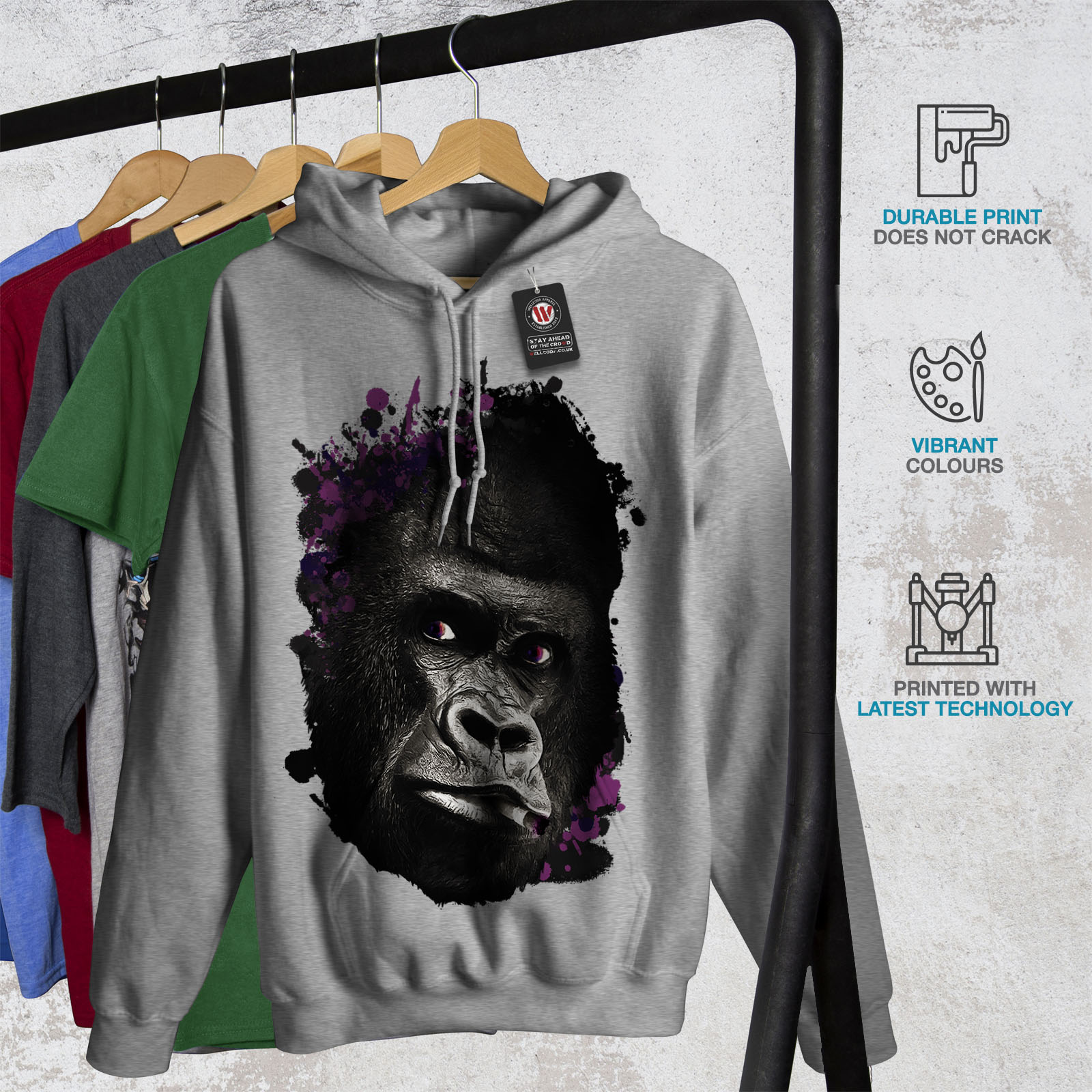 Wild Casual Pullover Jumper Wellcoda Smoking Monkey Face Womens Sweatshirt 