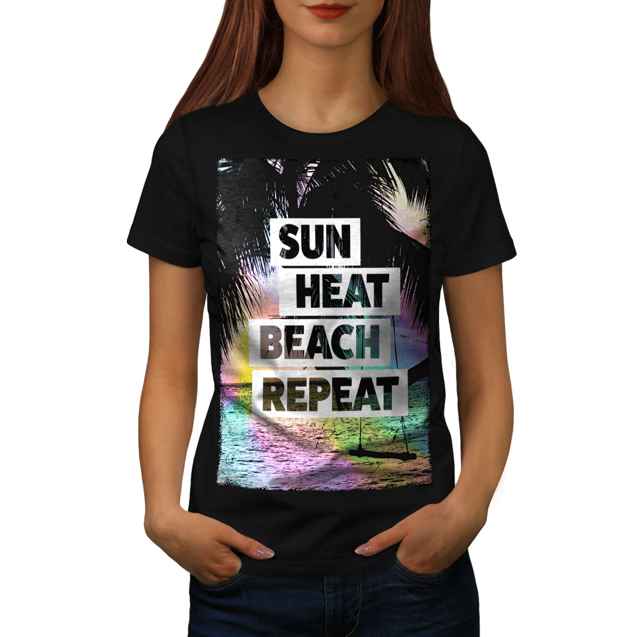 Wellcoda Summer Hawaii Sun Womens T-shirt, Summer Casual ...