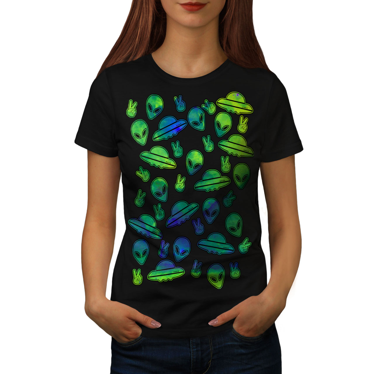Verde Wellcoda siendo Mars Sublime Para Mujer T-Shirt Tee Casual de diseño impreso