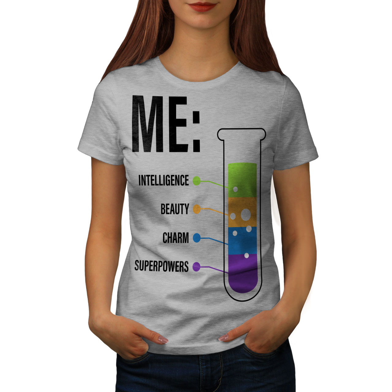 Wellcoda Perfection Womens T-shirt, Laboratory Casual Design Printed Tee