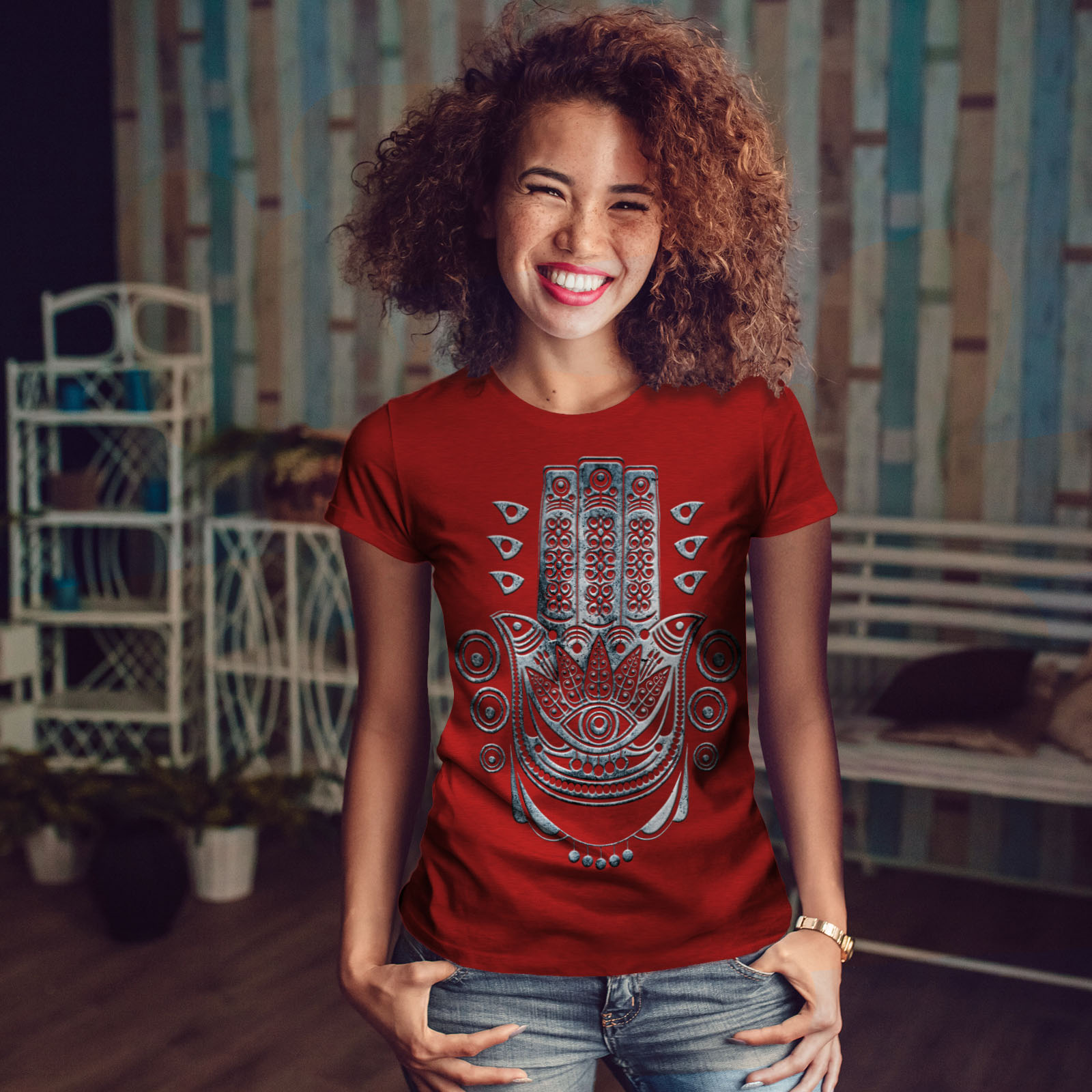Wellcoda Ethnic Triangle Womens T-shirt, Pagan Eye Casual ...