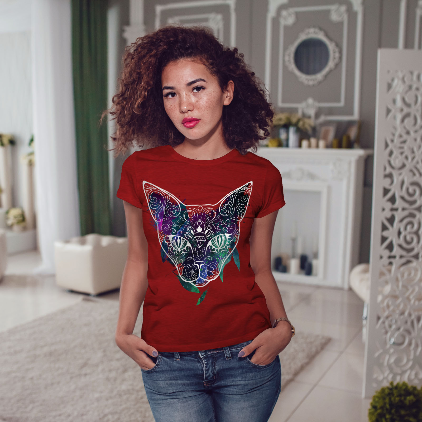 Mystic Nouveau Cosmos Animal Chat Femmes T-shirt Nouveau Mystic d08f4f Mystic Nouveau Cosmos Animal Chat Femmes T-shirt Nouveau Mystic d08f4f