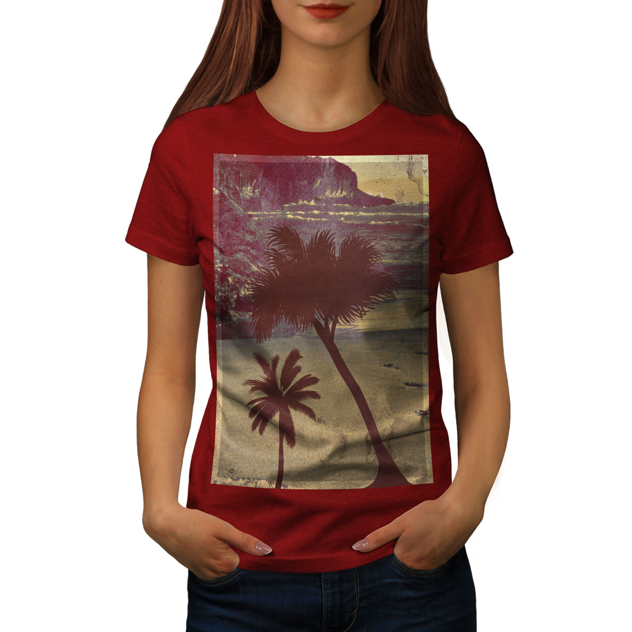 Wellcoda Summer Time Beach Womens T-shirt, Palm Trees Casual Design ...