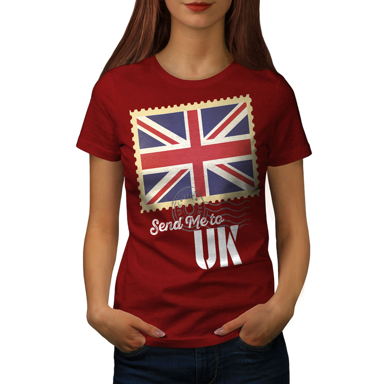 Wellcoda UK Flag Tourist Womens T-shirt, England Casual Design Printed Tee