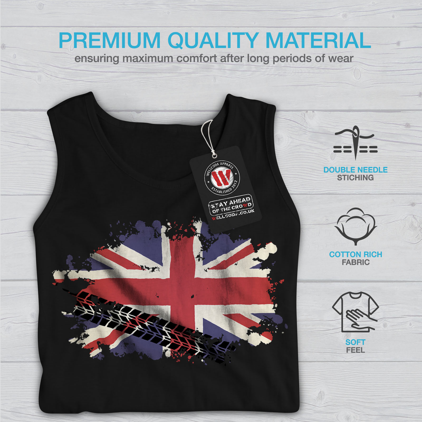 UNION JACK LONDON EMBLEM SLOGAN UNISEX VEST TOP
