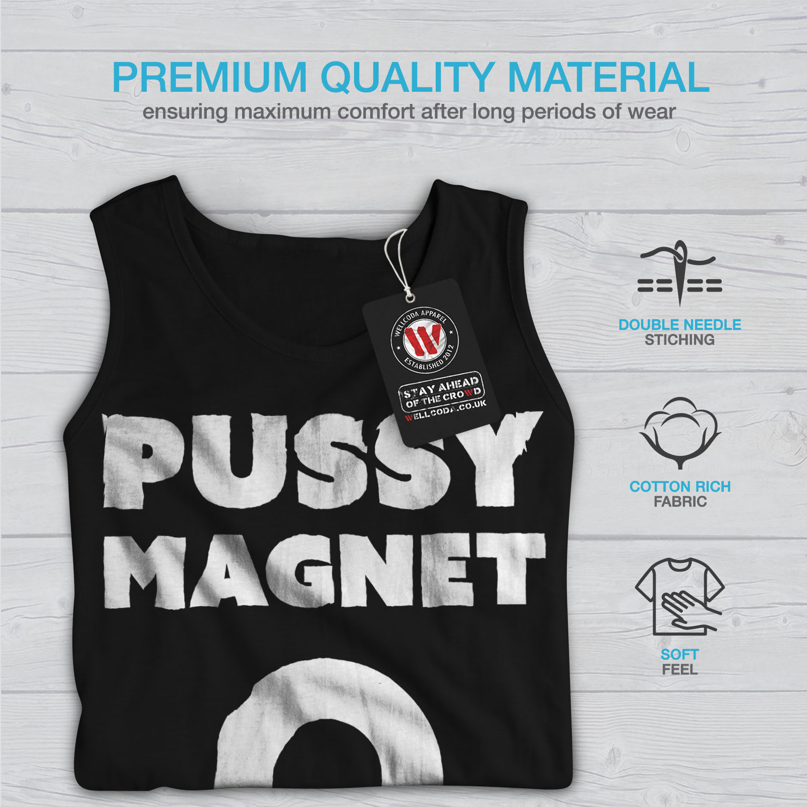Wellcoda Pussy Magnet Cool Womens Tank Top Magnet Athletic Sports