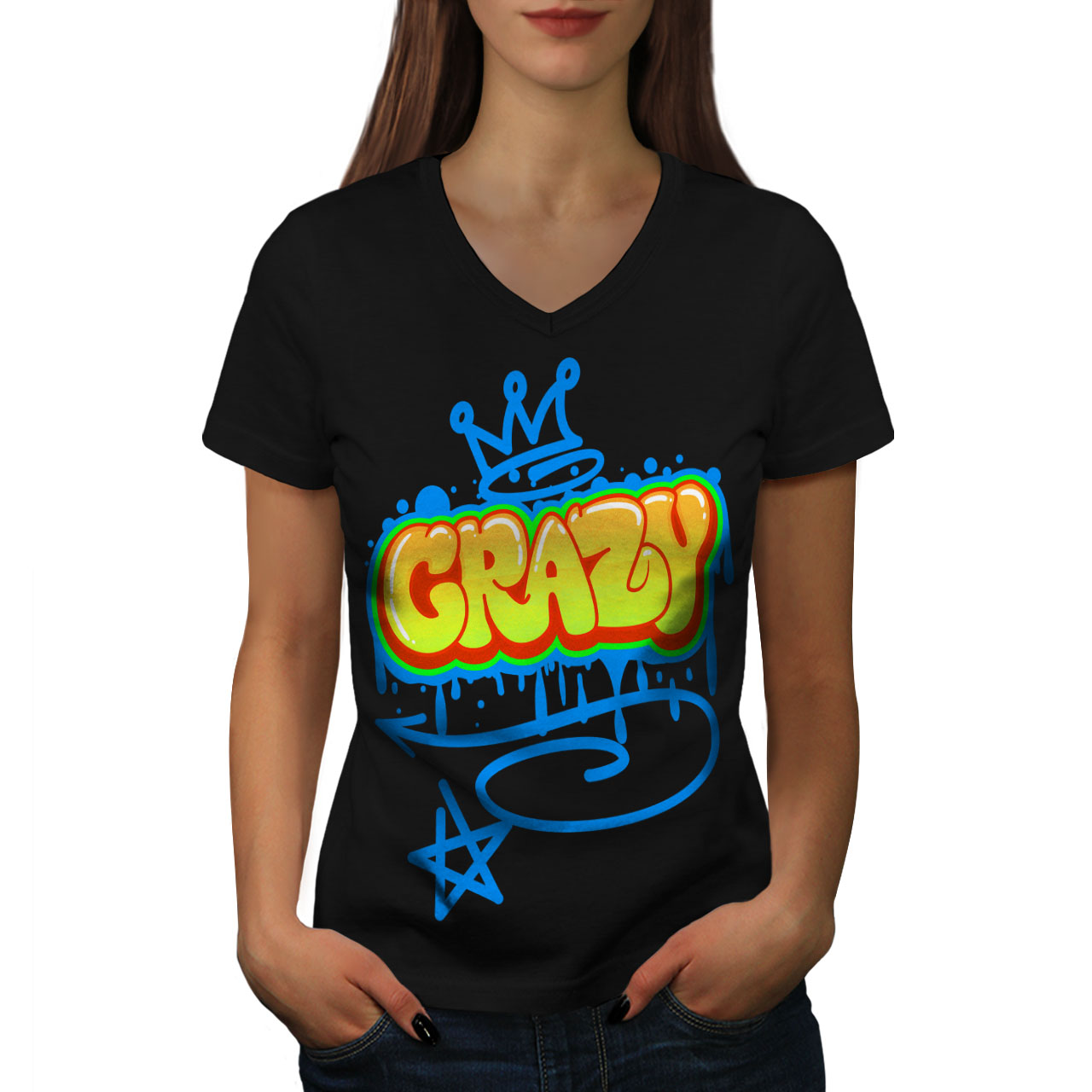Wellcoda Crazy Graffiti Fashion Womens V Neck T Shirt Paint Graphic Design Tee Ebay Wellcoda Crazy Graffiti Fashion Womens V Neck T Shirt Paint Graphic Design Tee Ebay
